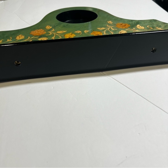 Green Italian Inlaid Mantle Clock Floral New Vintage - Picture 4 of 11